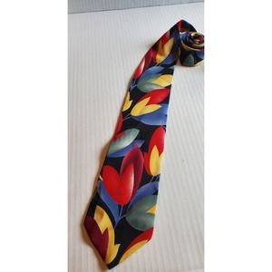 Zanzara 100% silk mens necktie, handmade in Italy, tulip design. 60inch long